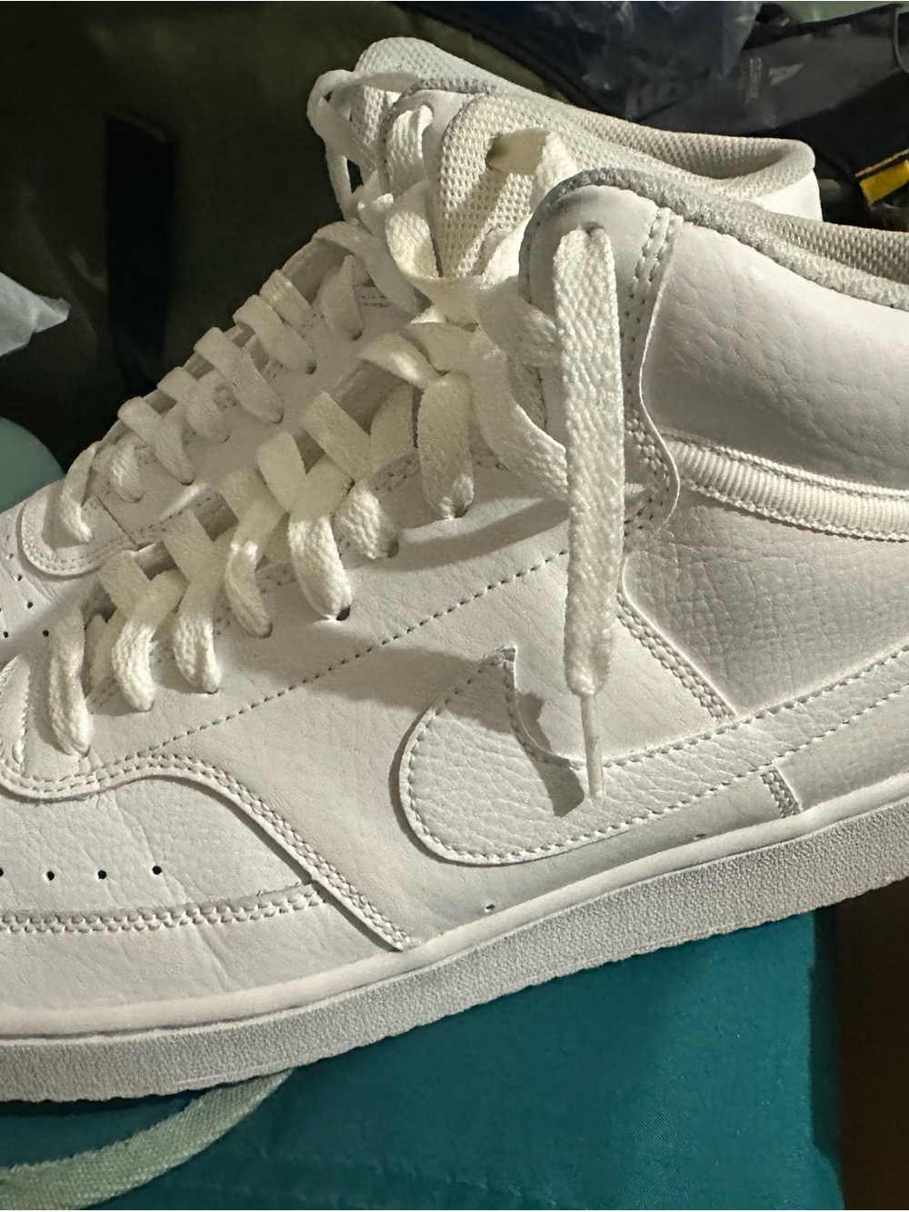 All-White High Top Sneakers - Classic Swoosh